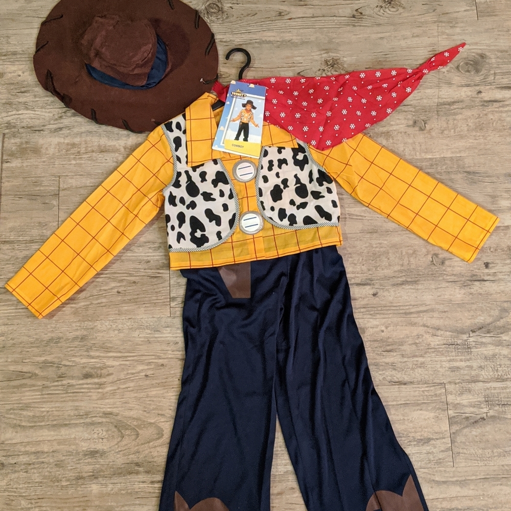4Pc Toy Story Woody Cowboy Costume ALL - Picture 4 of 4
